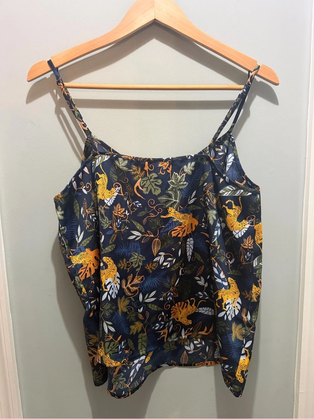 J. Crew Navy Tropical Leopard Print Cami Tank